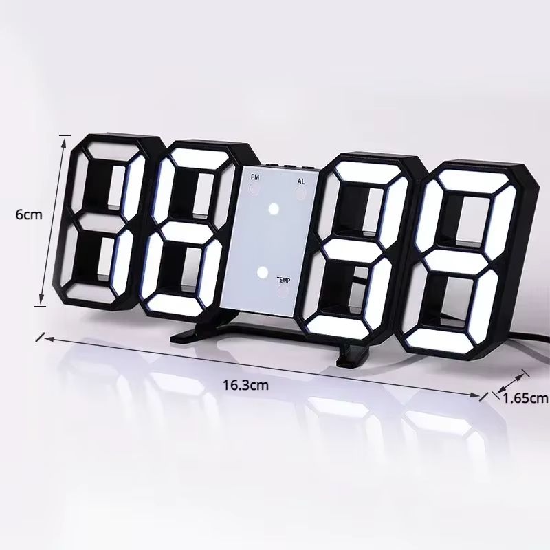 3D LED Digital Wall Clock  Modern Adjustable Electronic Clock With Night Mode For Bedroom  Home Dec 4