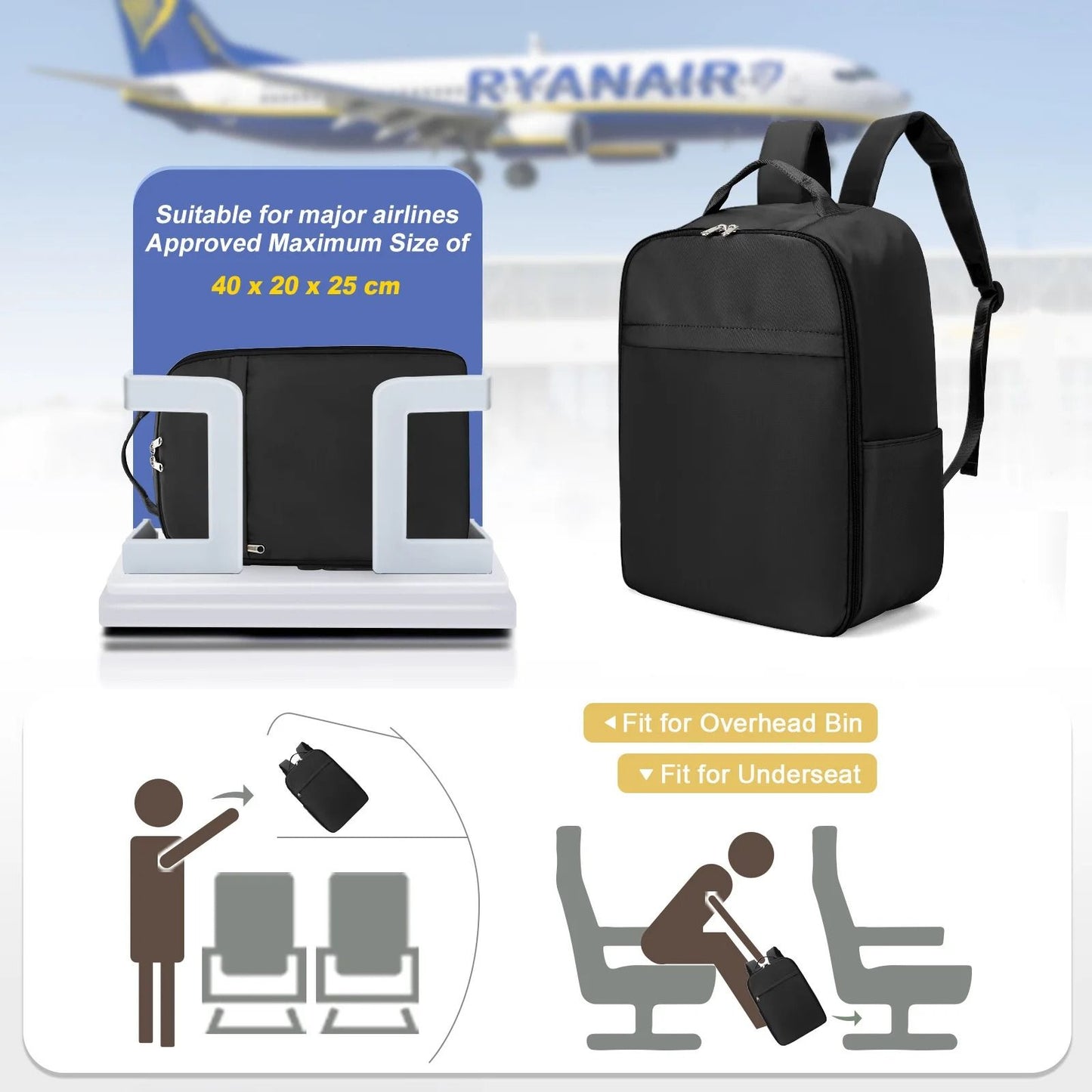 Cabin Sized Travel Backpack  Fits Strict Airline Carry On Limits 1