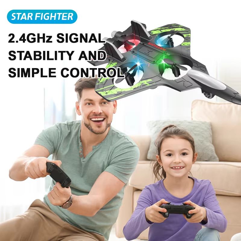 SkyRider RC Jet Plane  24G Remote Control Foam Fighter With Lights  Stunt Action 3