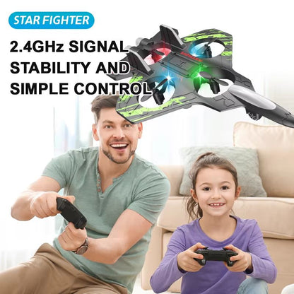 SkyRider RC Jet Plane  24G Remote Control Foam Fighter With Lights  Stunt Action 3