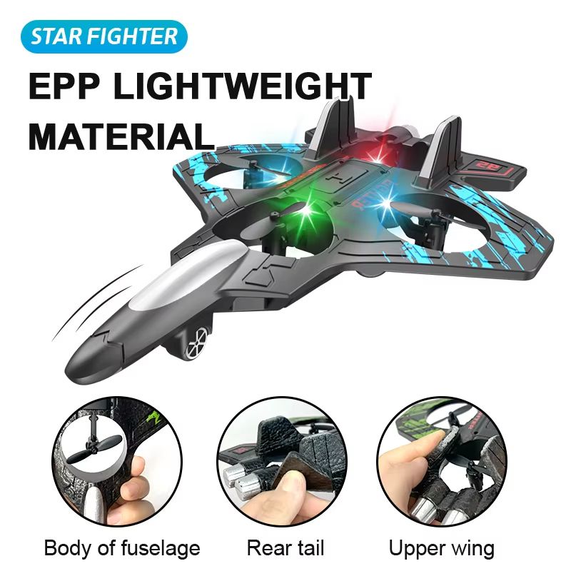 SkyRider RC Jet Plane  24G Remote Control Foam Fighter With Lights  Stunt Action 4