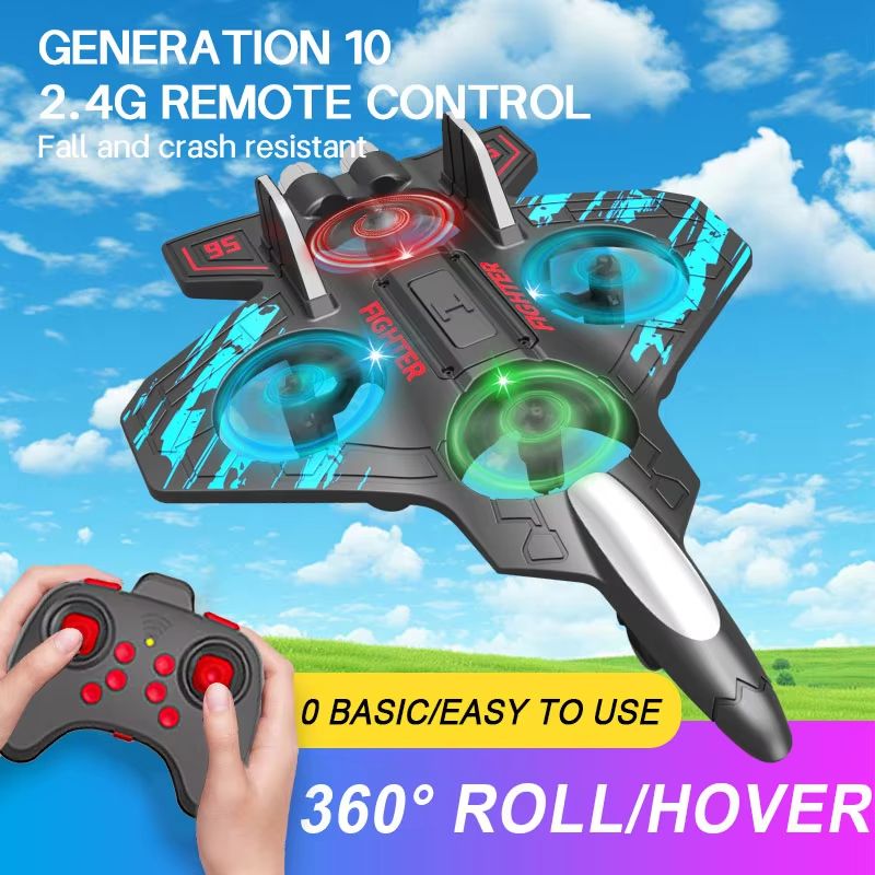 SkyRider RC Jet Plane  24G Remote Control Foam Fighter With Lights  Stunt Action 5