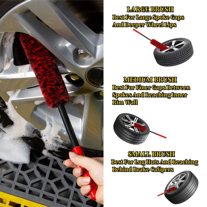 ProClean Bendable Wheel Brush Set  Deep Cleaning Car Rim  Tire Detailing Tool 2