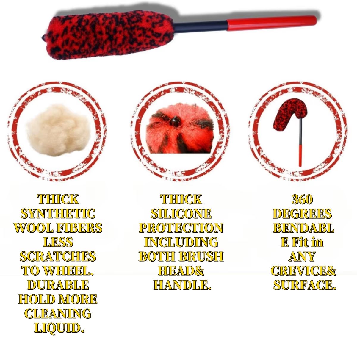 ProClean Bendable Wheel Brush Set  Deep Cleaning Car Rim  Tire Detailing Tool 3