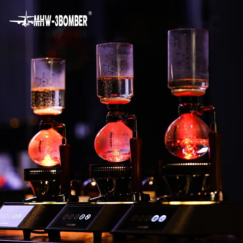 MHW3BOMBER Japanese Siphon Coffee Maker  Premium Vacuum Brewer With Wooden Handle 13 Cup Glass Drip 1