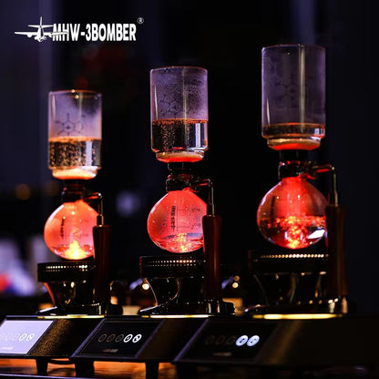 MHW3BOMBER Japanese Siphon Coffee Maker  Premium Vacuum Brewer With Wooden Handle 13 Cup Glass Drip 1
