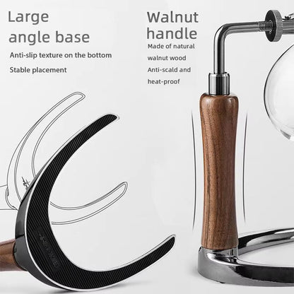 MHW3BOMBER Japanese Siphon Coffee Maker  Premium Vacuum Brewer With Wooden Handle 13 Cup Glass Drip 3