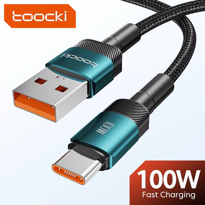 Toocki 100W USB Type-C Fast Charging Cable – 6A High-Speed Data Cable for Samsung, Xiaomi, Huawei, OnePlus & More