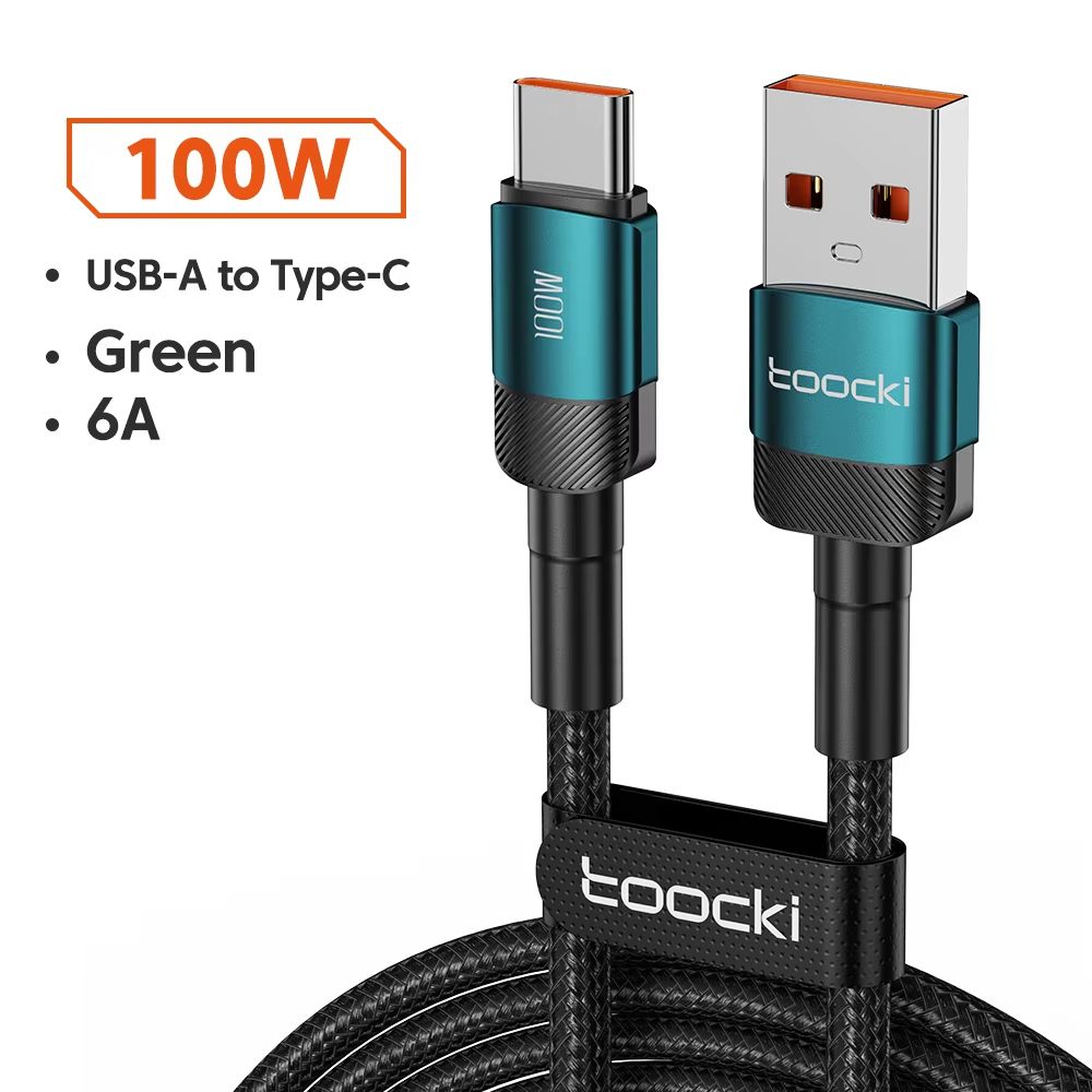 Toocki 100W USB TypeC Fast Charging Cable  6A HighSpeed Data Cable For Samsung Xiaomi Huawei OnePlu 9