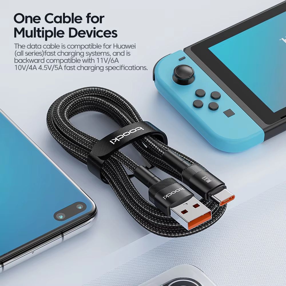 Toocki 100W USB TypeC Fast Charging Cable  6A HighSpeed Data Cable For Samsung Xiaomi Huawei OnePlu 2