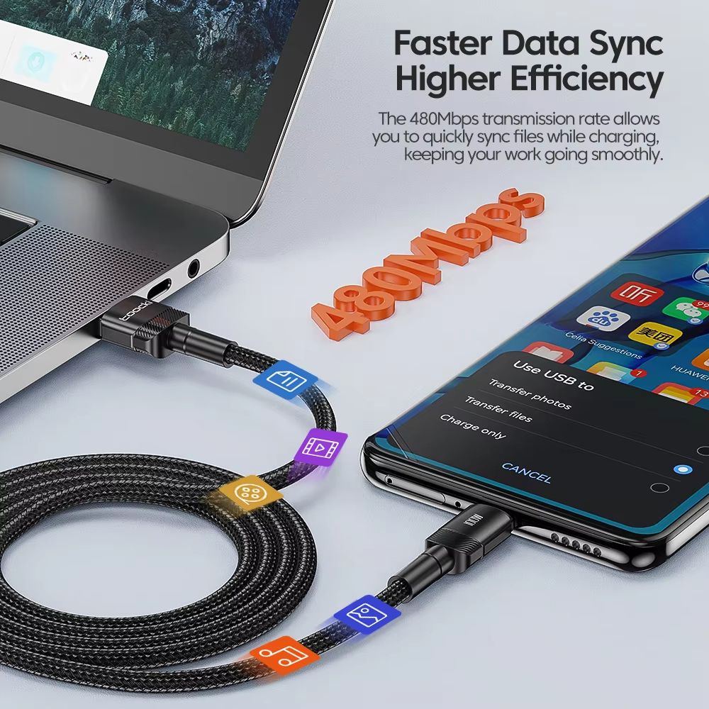 Toocki 100W USB TypeC Fast Charging Cable  6A HighSpeed Data Cable For Samsung Xiaomi Huawei OnePlu 3