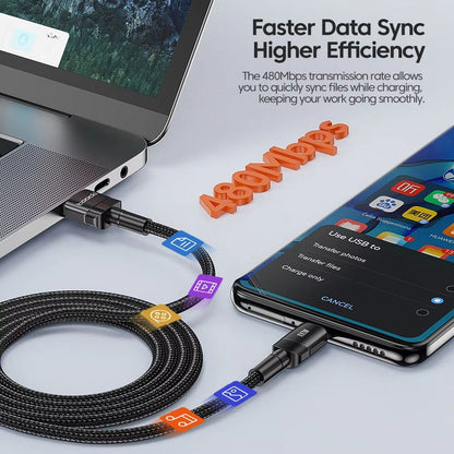 Toocki 100W USB TypeC Fast Charging Cable  6A HighSpeed Data Cable For Samsung Xiaomi Huawei OnePlu 3