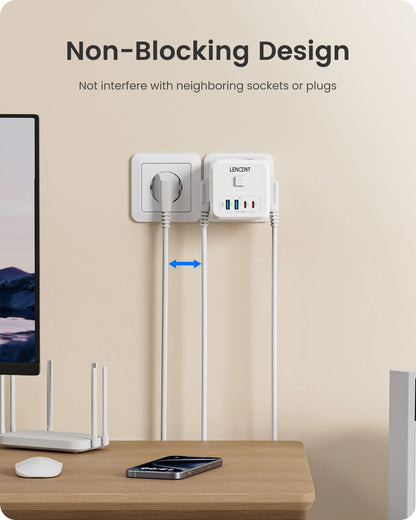 7 In 1 EU Plug Wall Socket Extender With USB A And USB C Ports 3
