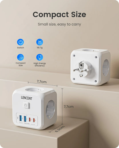 7 In 1 EU Plug Wall Socket Extender With USB A And USB C Ports 4