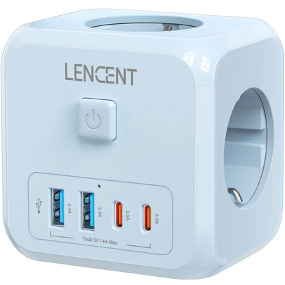 7 In 1 EU Plug Wall Socket Extender With USB A And USB C Ports 7