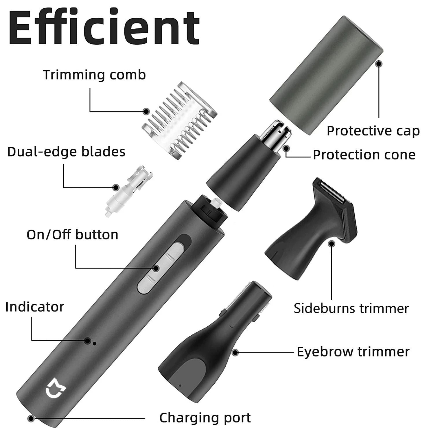 3in1 Electric Nose Ear And Eyebrow Hair Trimmer For Men 4