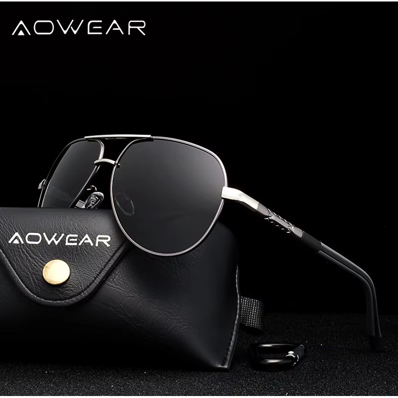 AOWEAR Aviation Polarized Sunglasses For Men  Aluminum Alloy Driving  Designer Mirror Eyewear 2