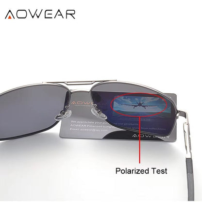 AOWEAR Aviation Polarized Sunglasses For Men  Aluminum Alloy Driving  Designer Mirror Eyewear 3