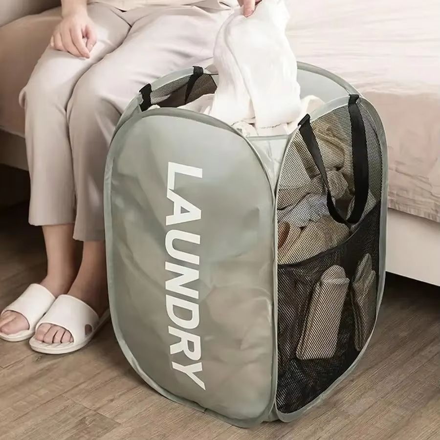 Foldable Mesh PopUp Laundry Basket  Large Capacity Dirty Clothes Organizer 2