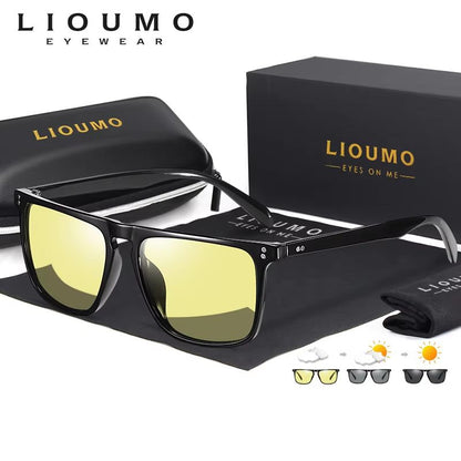 Rivet Square Photochromic Polarized Sunglasses  Day  Night Vision AntiGlare Eyewear For Men And Wom 1