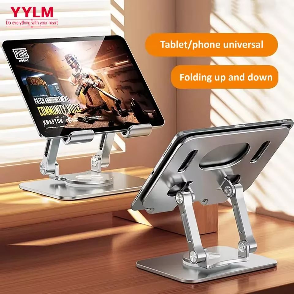 360° Adjustable Aluminum Tablet Stand – Foldable iPad Holder for Desk, Compatible with iPad Pro, Air, Mini & Smartphones