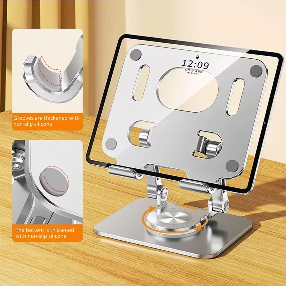 360 Adjustable Aluminum Tablet Stand  Foldable IPad Holder For Desk Compatible With IPad Pro Air Mi 3