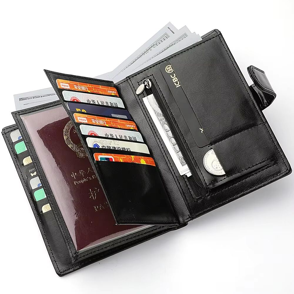 Men's Travel Passport Wallet – Multi-Function Organizer with Card Slots, Coin Pocket & Secure Zipper Design
