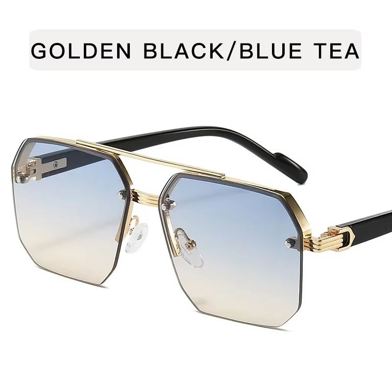 Mens Retro Metal Sunglasses  Half Frame Square Design For Outdoor Sports  Casual Fashion 9