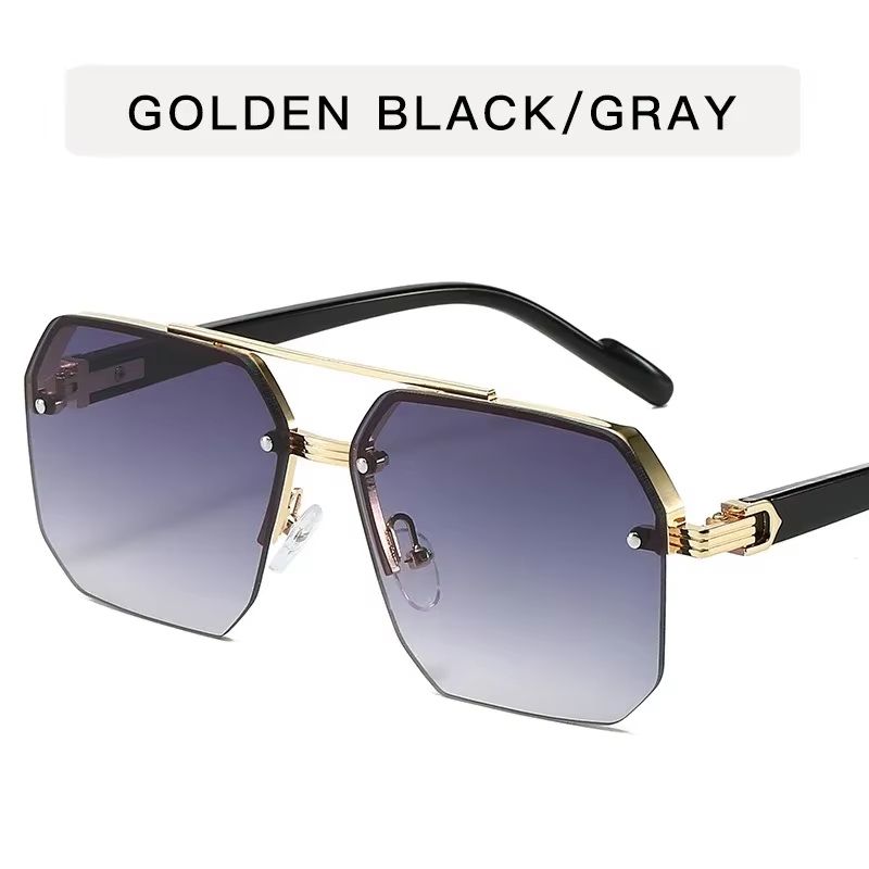 Mens Retro Metal Sunglasses  Half Frame Square Design For Outdoor Sports  Casual Fashion 10