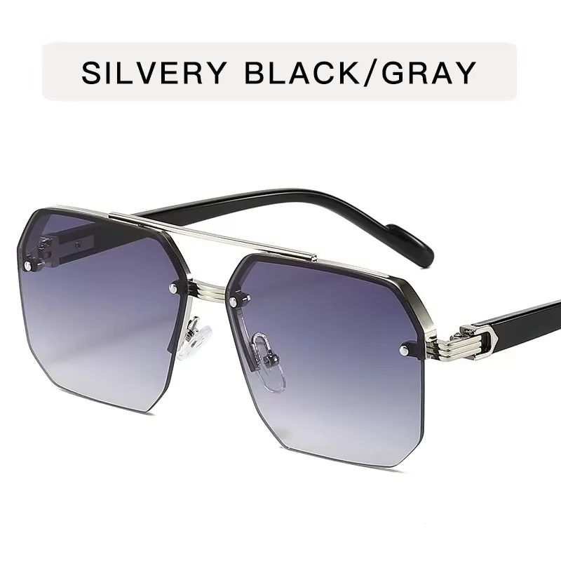Mens Retro Metal Sunglasses  Half Frame Square Design For Outdoor Sports  Casual Fashion 11