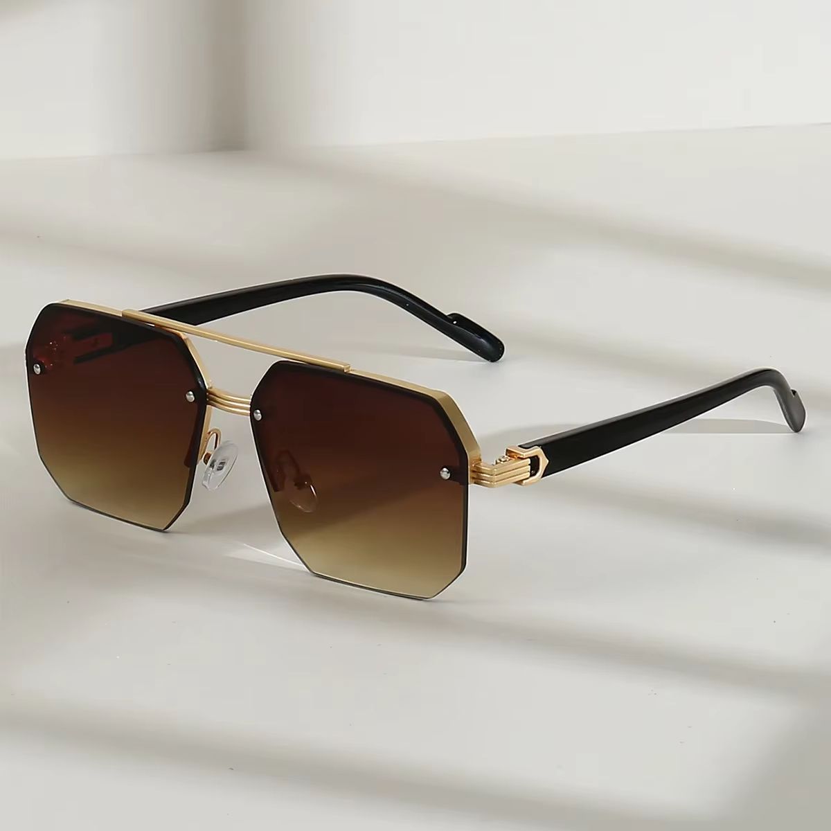 Mens Retro Metal Sunglasses  Half Frame Square Design For Outdoor Sports  Casual Fashion 1