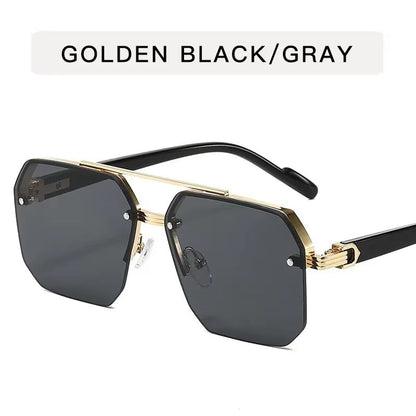 Mens Retro Metal Sunglasses  Half Frame Square Design For Outdoor Sports  Casual Fashion 6