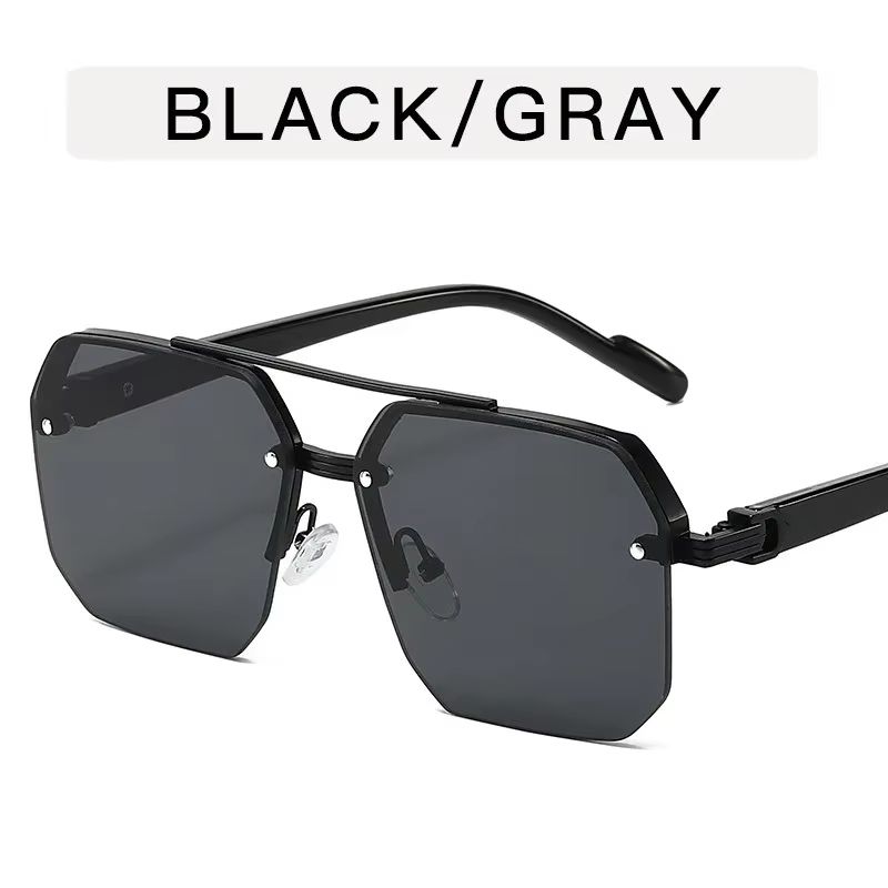 Mens Retro Metal Sunglasses  Half Frame Square Design For Outdoor Sports  Casual Fashion 7