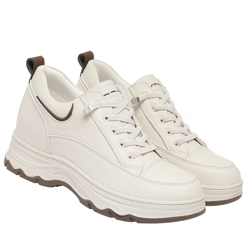 New Spring Autumn Comfortable Soft Leather Running Sneakers Fashion Chunky Casual Mother Shoes For  3