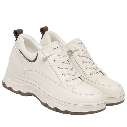 New Spring Autumn Comfortable Soft Leather Running Sneakers Fashion Chunky Casual Mother Shoes For  3