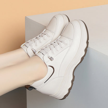 New Spring Autumn Comfortable Soft Leather Running Sneakers Fashion Chunky Casual Mother Shoes For  2