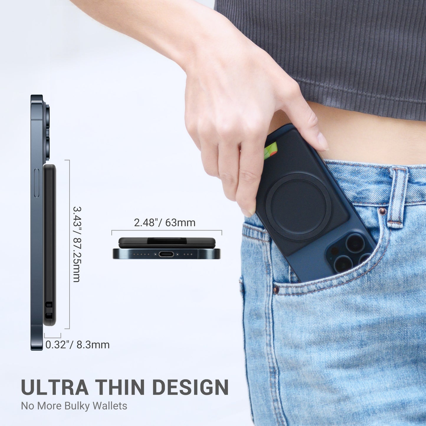 Magnetic Case Ultrathin iPhone, For MagSafe Wallet Card Holder, Magnet Slot Card Holder with Strong Adsorption