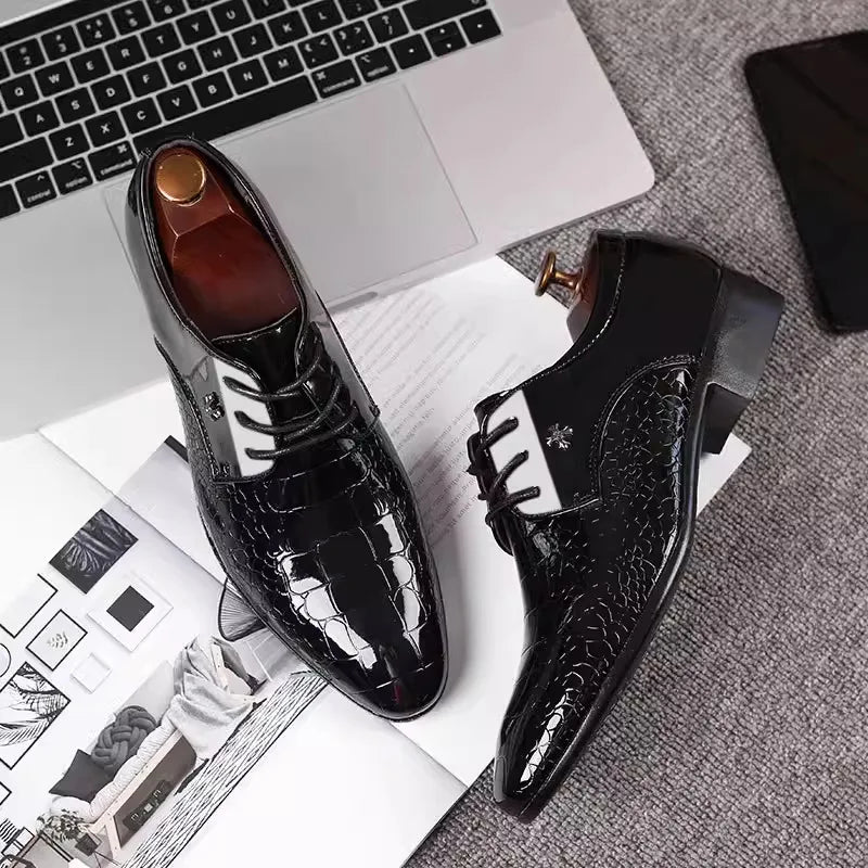 Luxury Patent Leather Wedding Shoes For Men Classic Italian Oxford Derbies Pointed Toe Dress Plus S 2