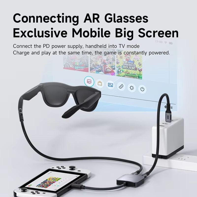 Hagibis USBC AR Glasses Adapter  Charge  Stream Hub For Rokid Xreal RayNeo Air And Switch 2
