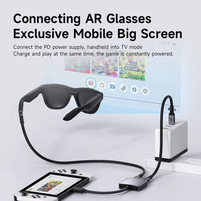 Hagibis USBC AR Glasses Adapter  Charge  Stream Hub For Rokid Xreal RayNeo Air And Switch 2