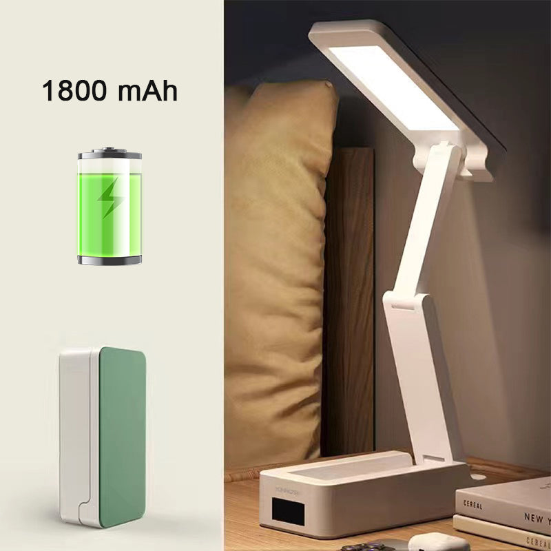 Energy Saving Rechargeable LED Reading Light, Portable Foldable Lamp With Clock