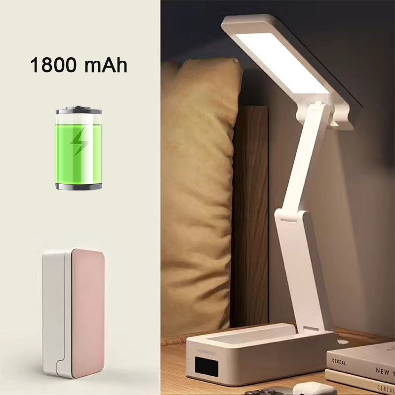 Energy Saving Rechargeable LED Reading Light, Portable Foldable Lamp With Clock