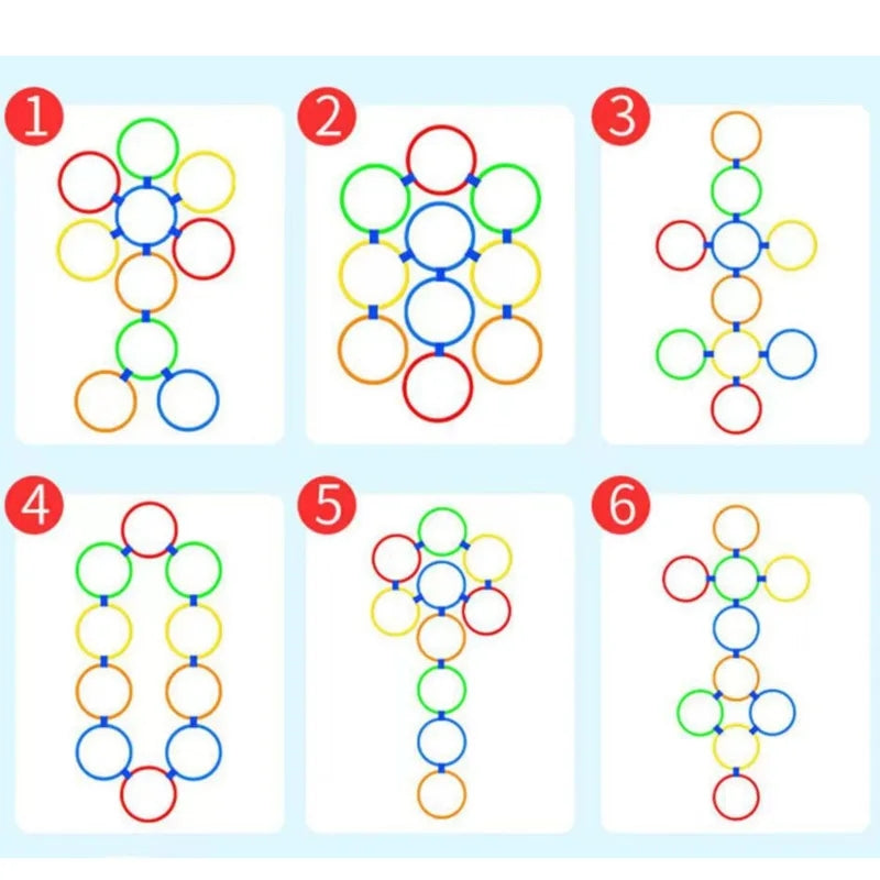 Outdoor Kids Funny Physical Training Toys,Sport Lattice Jump Ring Game,10Hoops with 10Connectors for Park Play Boys girl