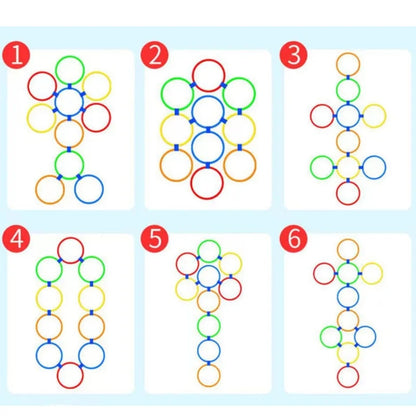 Outdoor Kids Funny Physical Training Toys,Sport Lattice Jump Ring Game,10Hoops with 10Connectors for Park Play Boys girl