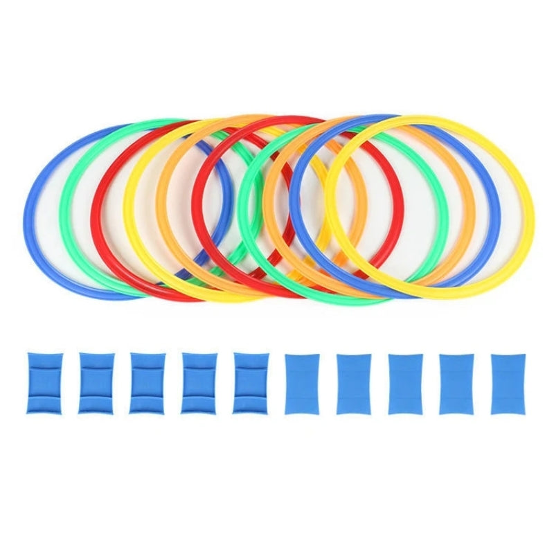 Outdoor Kids Funny Physical Training Toys,Sport Lattice Jump Ring Game,10Hoops with 10Connectors for Park Play Boys girl