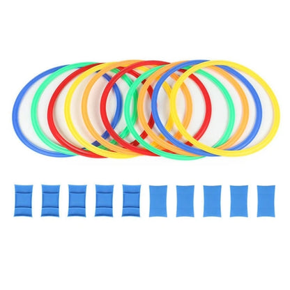 Outdoor Kids Funny Physical Training Toys,Sport Lattice Jump Ring Game,10Hoops with 10Connectors for Park Play Boys girl