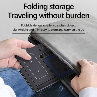 3 in 1 Foldable Charging Station, 30W LED Fast Wireless Charger Stand for iPhone Apple Watch 9 8 7 6 5 AirPods Pro