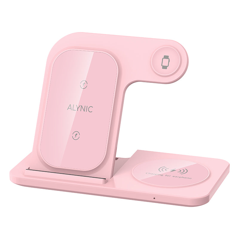 3 in 1 Foldable Charging Station, 30W LED Fast Wireless Charger Stand for iPhone Apple Watch 9 8 7 6 5 AirPods Pro