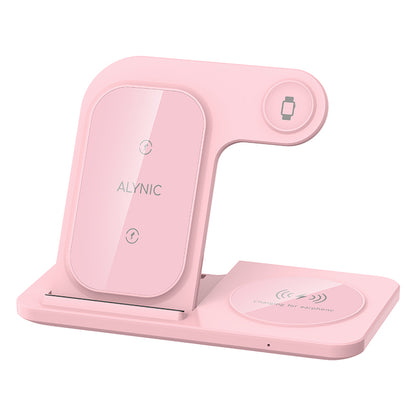 3 in 1 Foldable Charging Station, 30W LED Fast Wireless Charger Stand for iPhone Apple Watch 9 8 7 6 5 AirPods Pro