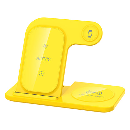 3 in 1 Foldable Charging Station, 30W LED Fast Wireless Charger Stand for iPhone Apple Watch 9 8 7 6 5 AirPods Pro